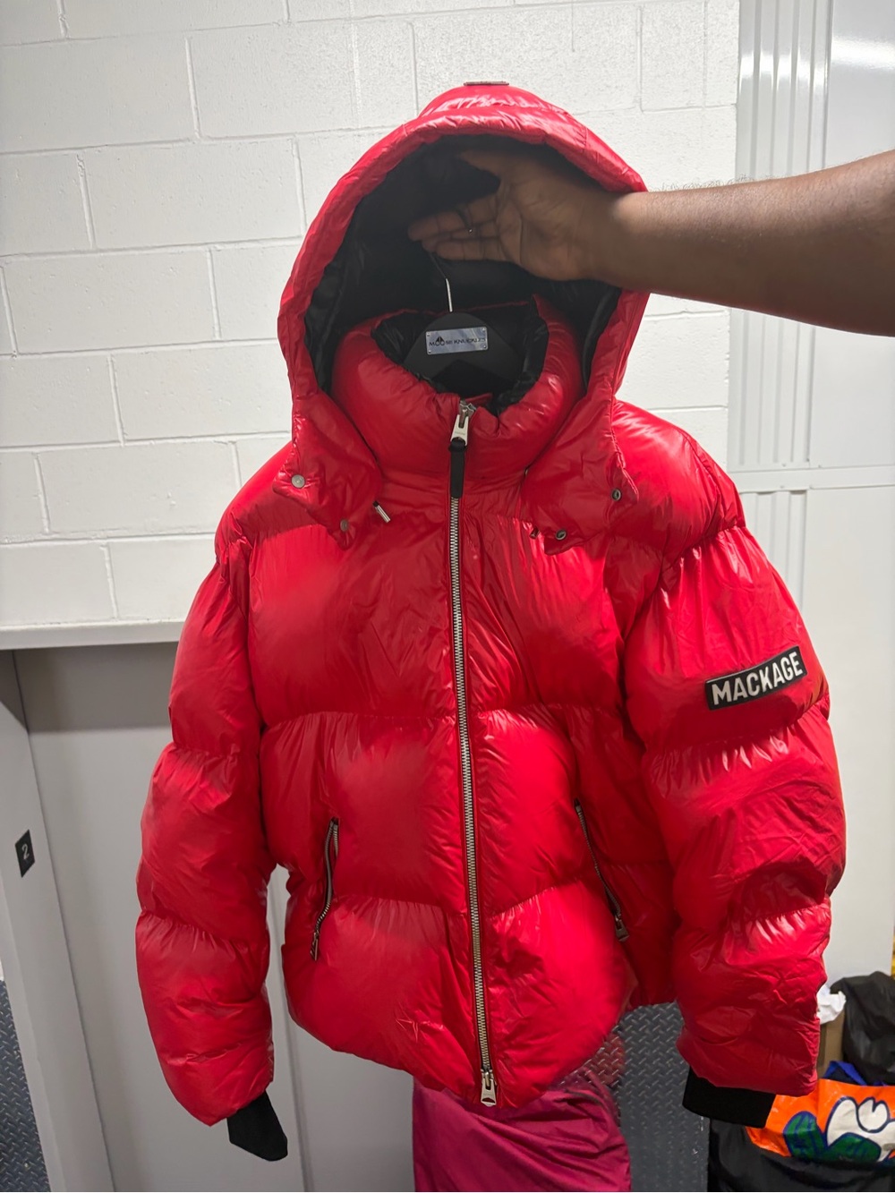 Mackage MEN Red Puffer Jacket with Hood